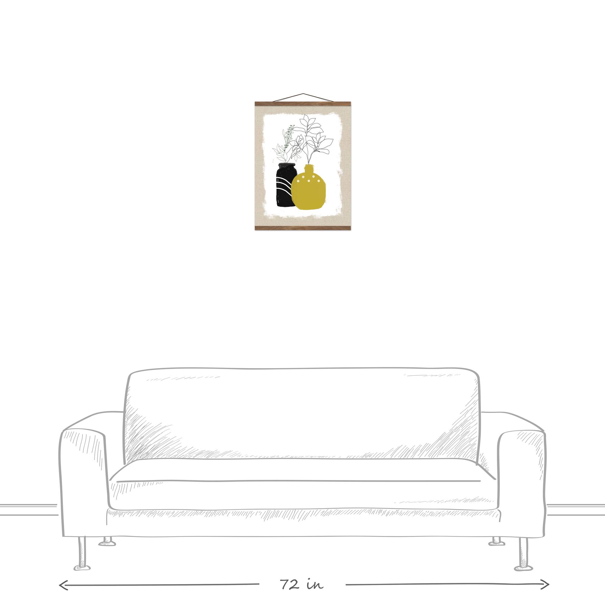 Designs Direct Plant Line Drawing Teak Hanging Canvas